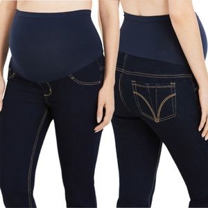 Indigo Blue Maternity Secret Fit Belly Jeans Size SP Skinny Leg Dark Wash Blue